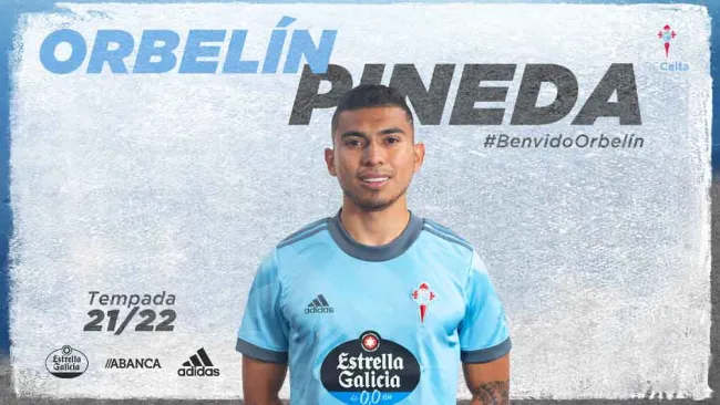 Orbelín Pineda posa con la camiseta del Celta 