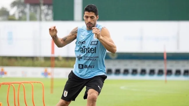 Luis Suárez en la concentración de Uruguay