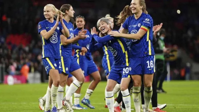 Jugadores del Chelsea, celebrando un gol 