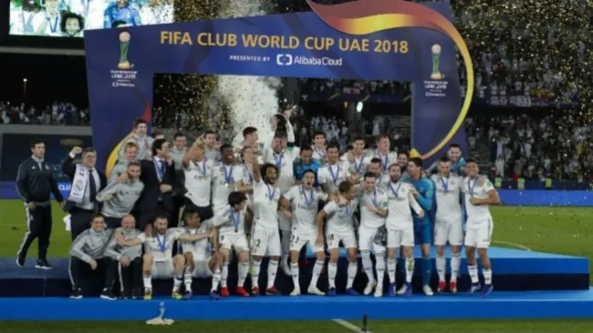 Real Madrid festeja tras ganar el Mundial de Clubes 2018