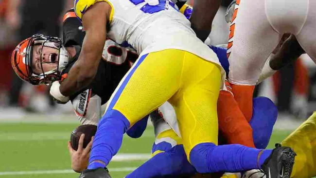 Joe Burrow siendo capturado 