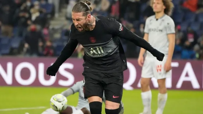 Ramos en festejo de gol