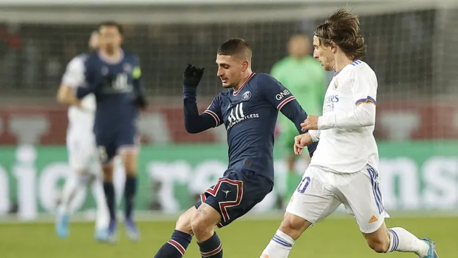 Marco Verratti durante un partido con PSG