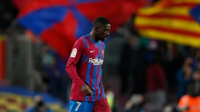 Dembélé jugando con el Barcelona