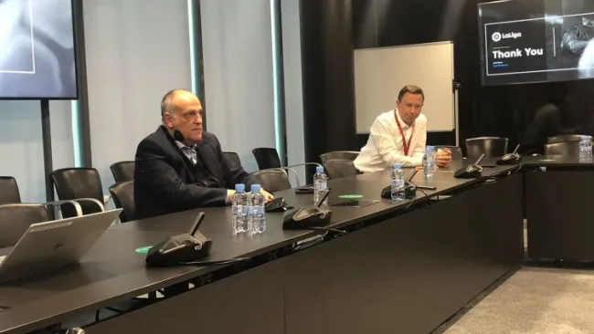 Javier Tebas durante una conferencia de prensa