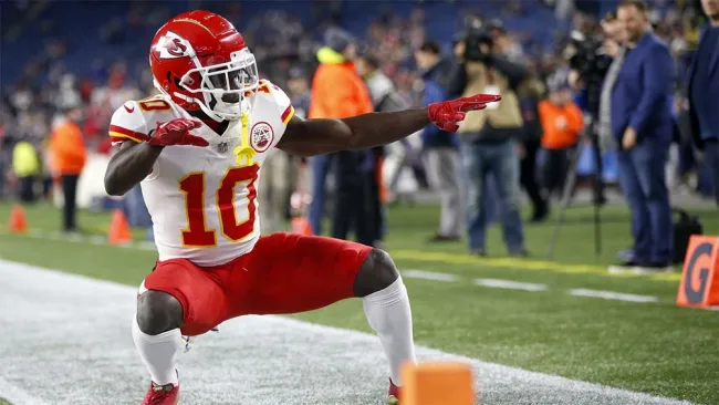 Tyreek Hill en un partido con los Kansas City Chiefs