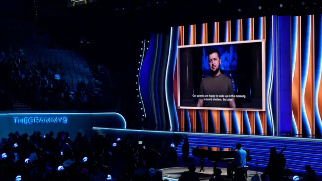Volodymyr Zelensky en los Grammys