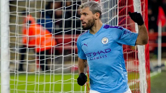 Sergio Agüero durante un partido con el Manchester City