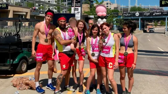 Familia Crowford al término del maratón