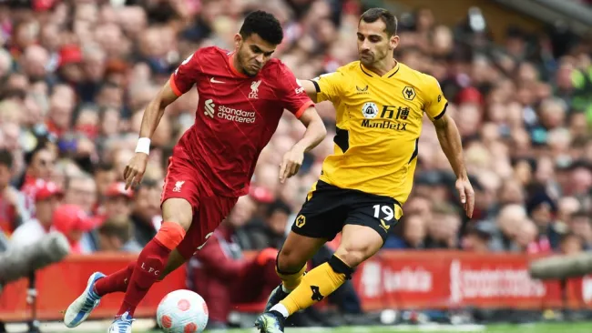 Luis Díaz durante un partido con el Liverpool