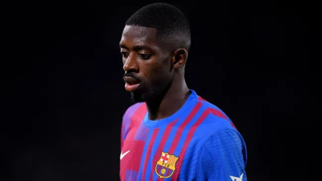 Dembélé jugando con el Barcelona