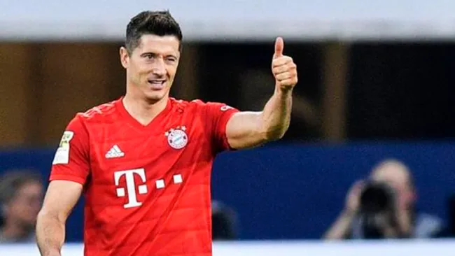 Robert Lewandowski en juego con el Bayern