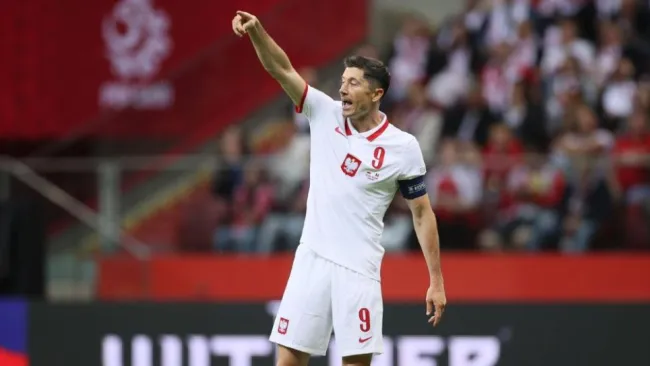 Robert Lewandowski durante un partido de Polonia