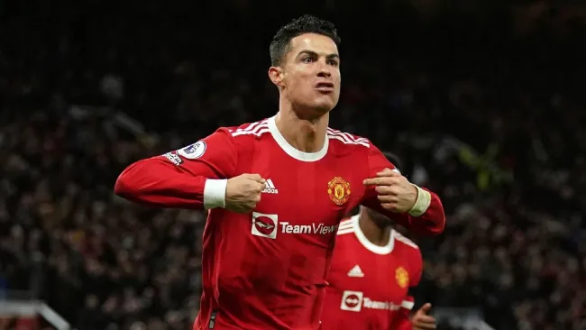 Cristiano Ronaldo durante un partido con el United