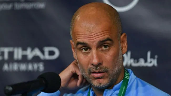 Pep Guardiola en conferencia de prensa