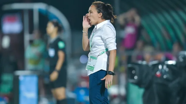 Ana Galindo durante la victoria de México vs Alemania