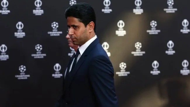 Nasser Al-Khelaifi en el sorteo de la Champions League