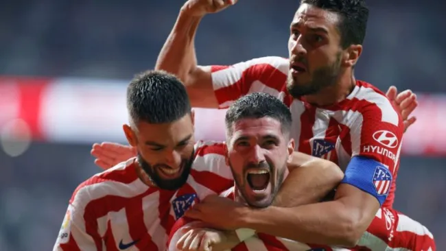 Jugadores del Atlético de Madrid festejando un gol