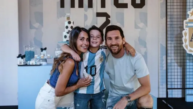 Mateo Messi festejando su cumpleaños