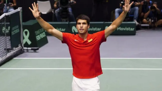 Carlos Alcaraz tras un partido de tenis