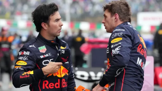 Sergio 'Checo' Pérez y Max Verstappen con Red Bull