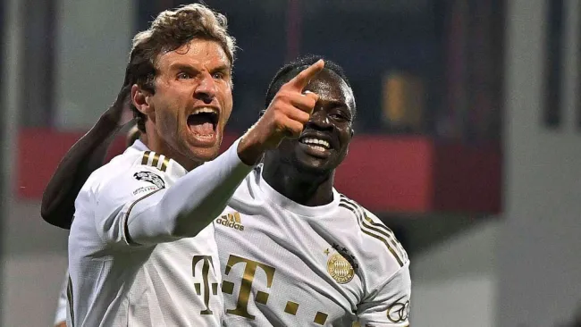 Jugadores del Bayern en festejo de gol