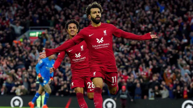 Salah en festejo de gol