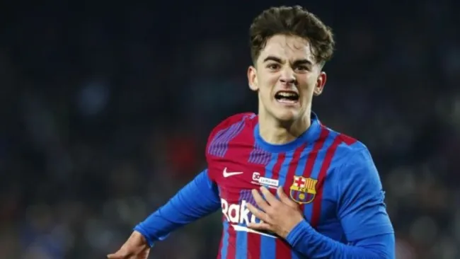 Gavi en festejo de gol