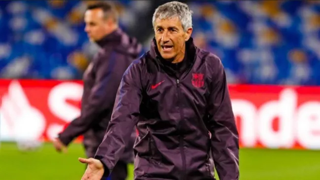 Setién dirigiendo al Barcelona 