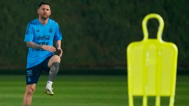 Lionel Messi durante uno de los entrenamientos de Argentina