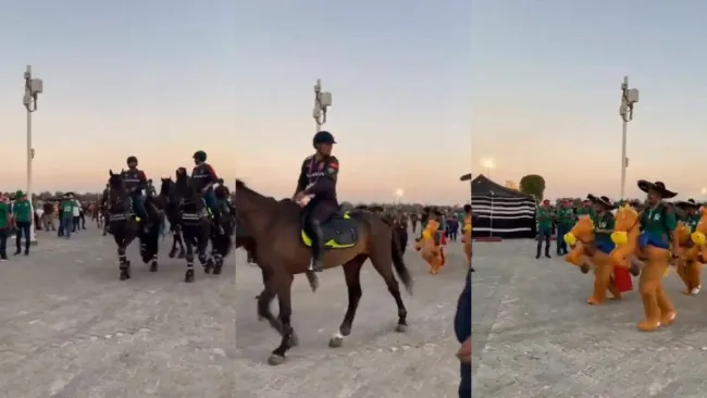 Qatar 2022: Aficionados mexicanos ‘se suman’a la Policía montada qatarí