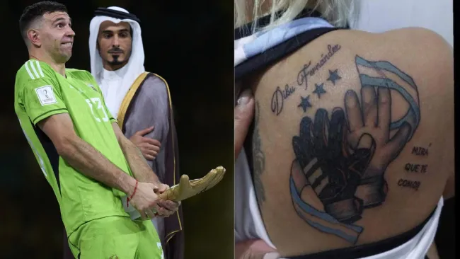 Tatuaje con el nombre del Dibu Martínez mal