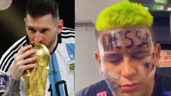 Messi: Fan se tatuó el nombre del jugador en el rostro y ahora se arrepiente
