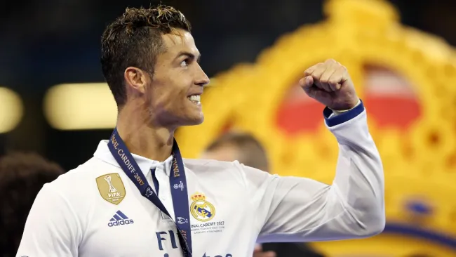Cristiano Ronaldo tras ganar una Champions