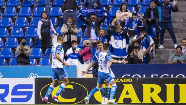 Puebla en festejo de gol