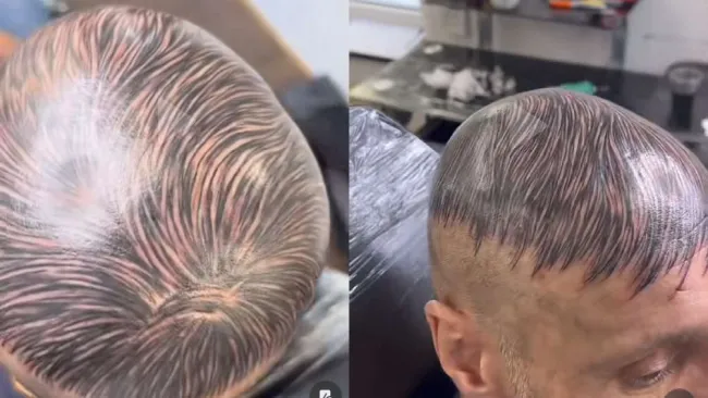 Hombre se vuelve viral en TikTok al tratar de ocultar su calvicie con un tatuaje