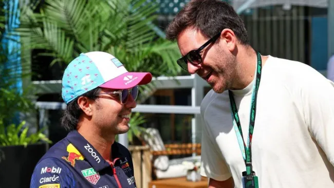 Checo Pérez y Juan Martín del Potro en el GP de Miami