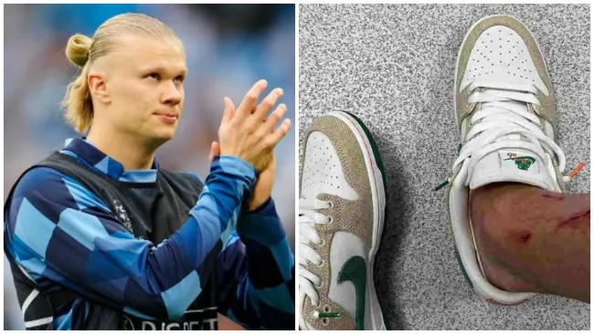 Haaland presumió sus tenis de jarritos