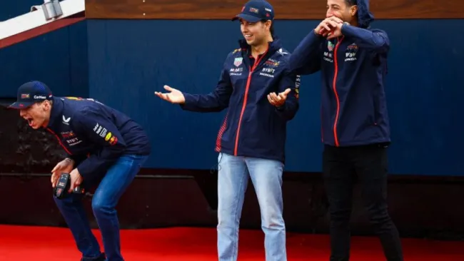 Max Verstappen, Checo Pérez y Daniel Ricciardo en Mónaco