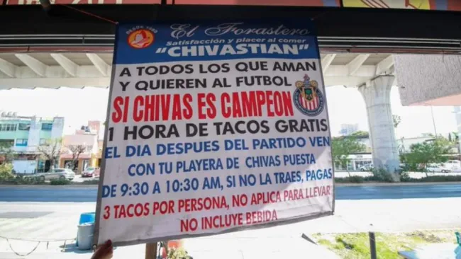 Una hora de tacos gratis si Chivas es Campeón en este negocio