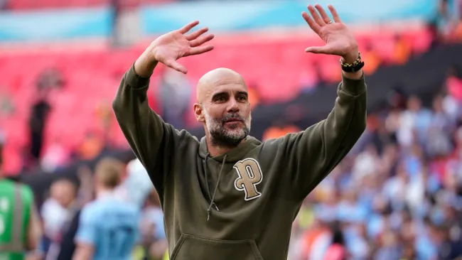 Pep Guardiola en un partido del Manchester City
