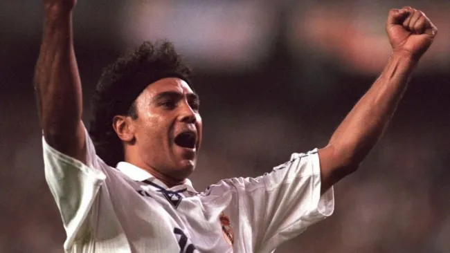 Hugo festeja un gol con el Real Madrid