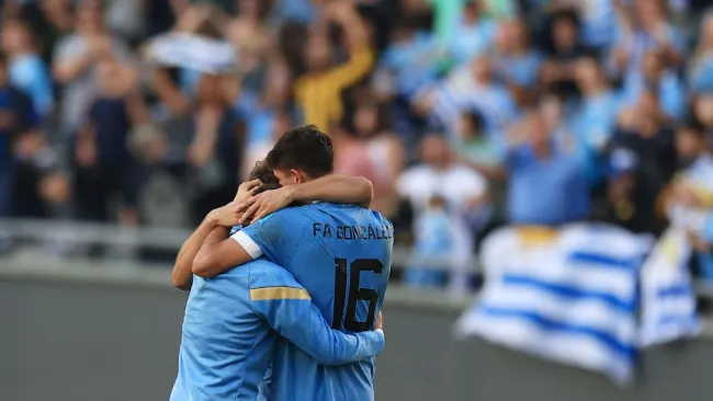 Jugadores uruguayos celebrando el pase a la Final del Mundial