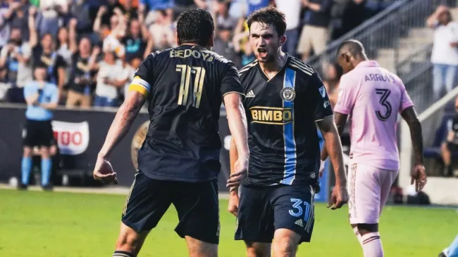 El Philadelphia celebra uno de los cuatro goles al Miami