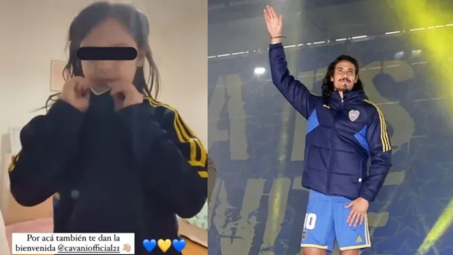 Hija de Pol Fernández da una tierna bienvenida a Edinson Cavani a Boca Juniors