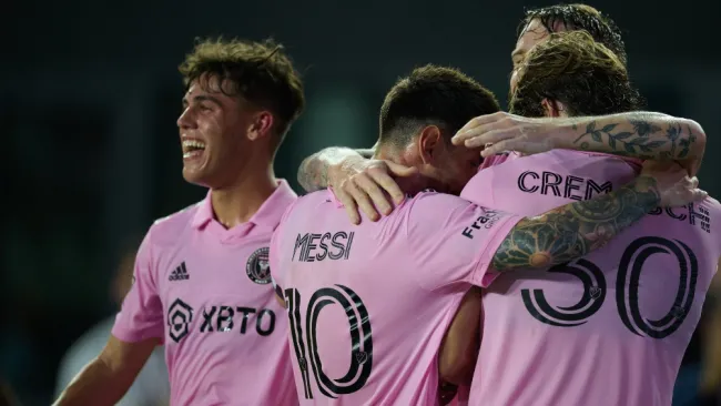 Messi en celebración de gol en Inter Miami