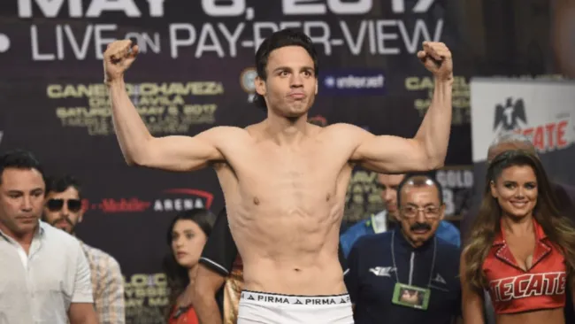 Chávez durante uno de sus pesajes