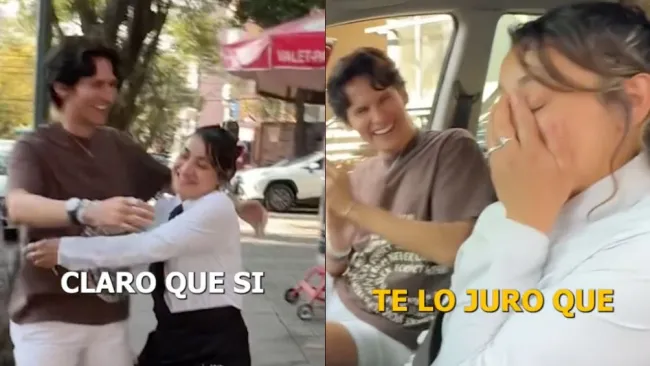 Omman junto a la mesera a la que le regaló un auto