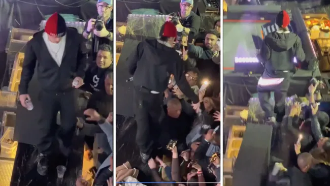 A Doble P no le gustó que su fanático le tocara la pierna.