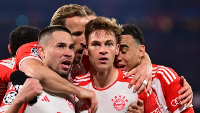 Festejo del cuadro de Baviera en partido 